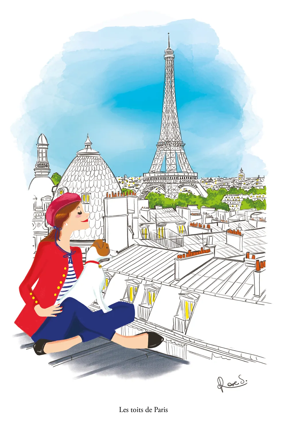illustration des toits de Paris et de la Tour Eiffel