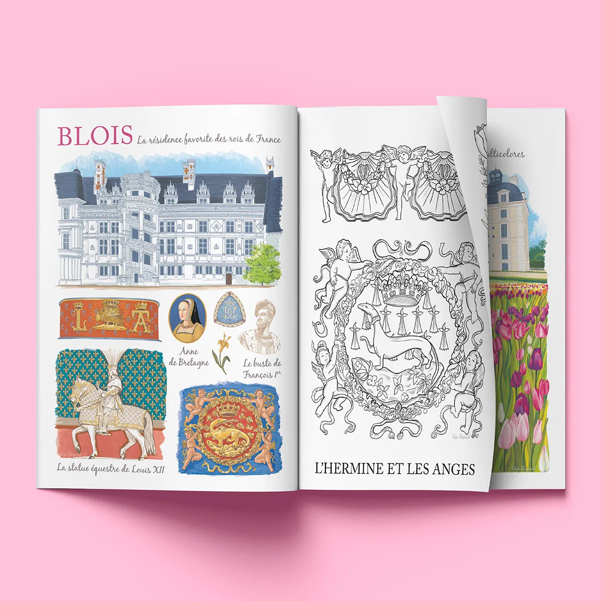 Livre de coloriage Gigi Bigoudi - page du château de Blois