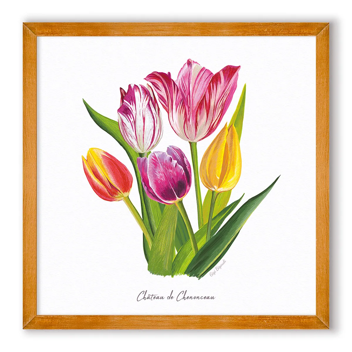 Carte d'art Gigi Bigoudi Tulipes de Chenonceau