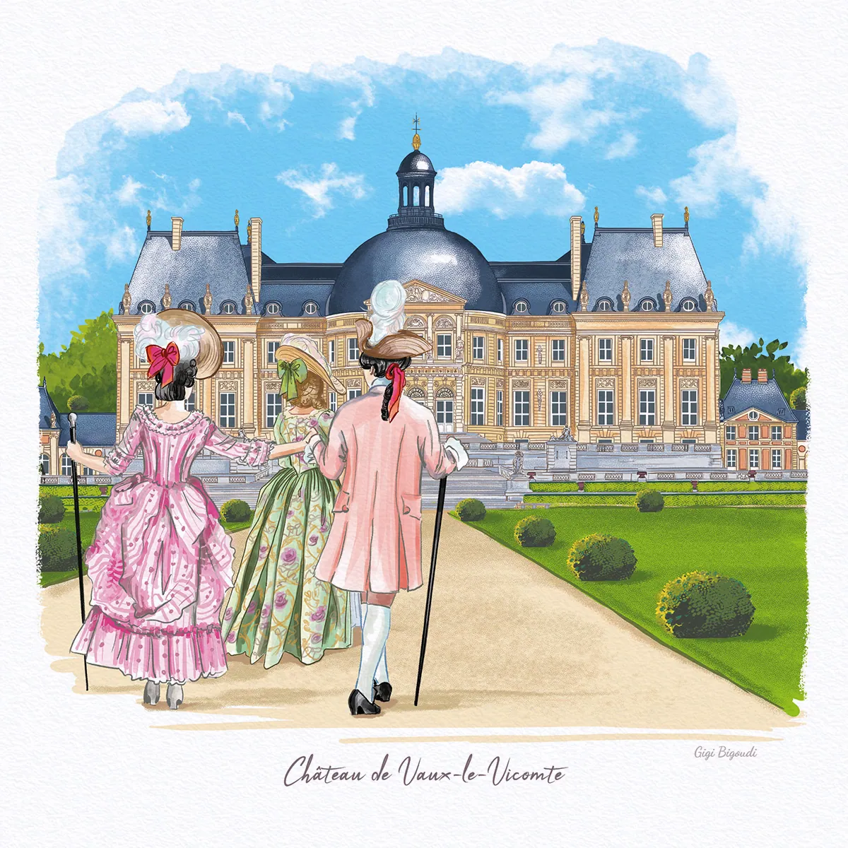 Carte d'art Gigi Bigoudi Vaux-le-Vicomte