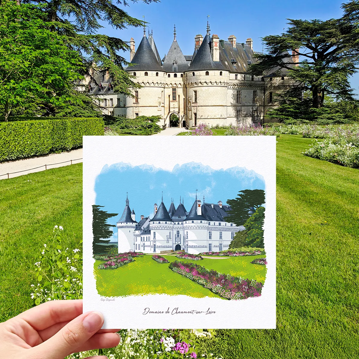Carte d'art Gigi Bigoudi Chaumont-sur-Loire