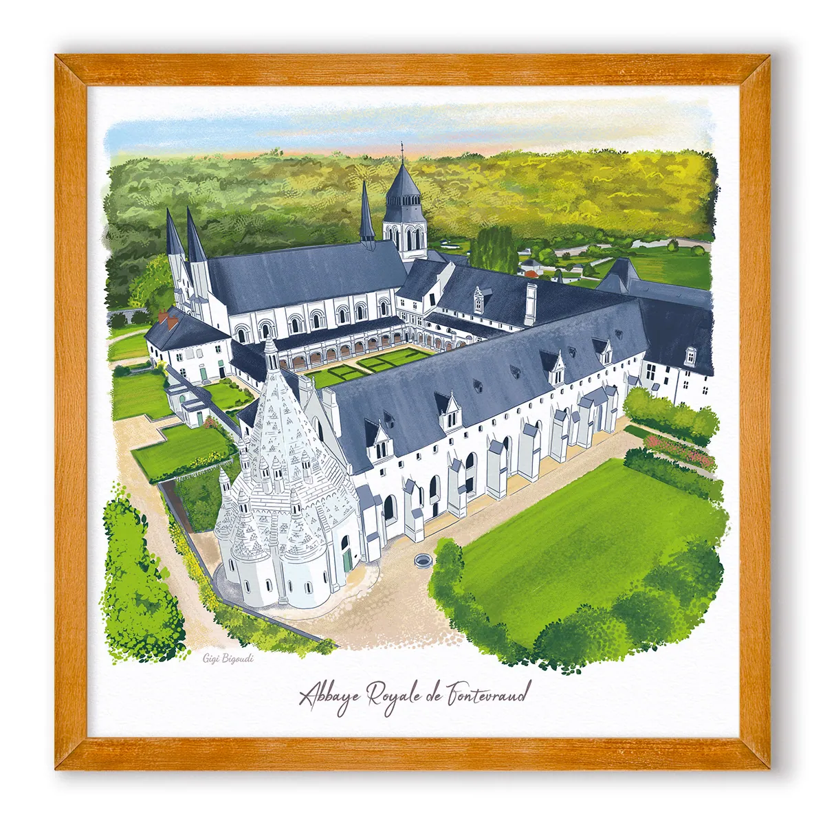 Carte d'art Gigi Bigoudi Abbaye de Fontevraud