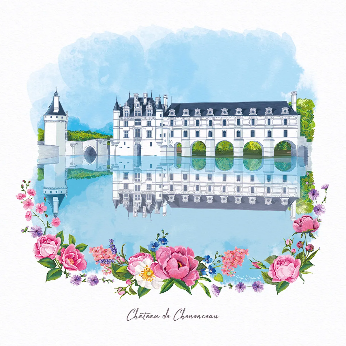 illustration Gigi Bigoudi château de Chenonceau
