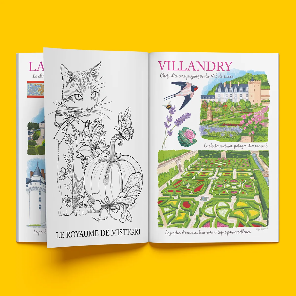 Livre de coloriage Gigi Bigoudi - page du château de Villandry