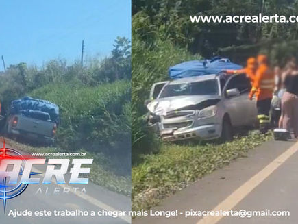 Motorista perde controle da direção e carro sai da pista na rodovia entre Manoel Urbano e Sena Madureira