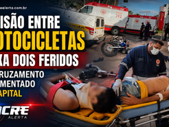 Colisão entre motocicletas deixa dois feridos em cruzamento movimentado da capital