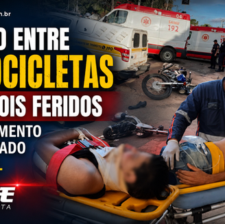 Colisão entre motocicletas deixa dois feridos em cruzamento movimentado da capital