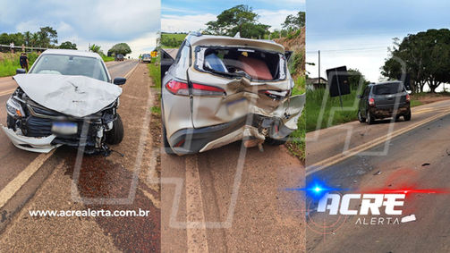 TRIPLA COLISÃO: Colisão em sequência termina com batida frontal entre três veículos na BR-317