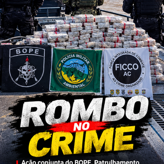 Ação conjunta do BOPE, Patrulhamento Ambiental e FICCO resulta em apreensão de cerca de 100 kg de skank em embarcação no rio Acre