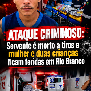 ATAQUE A TIROS: Servente é morto e mulher e duas crianças ficam feridas durante ação criminosa em Rio Branco