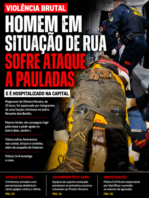 Morador em situação de rua é espancado a pauladas por faccionados e acaba hospitalizado em Rio Branco