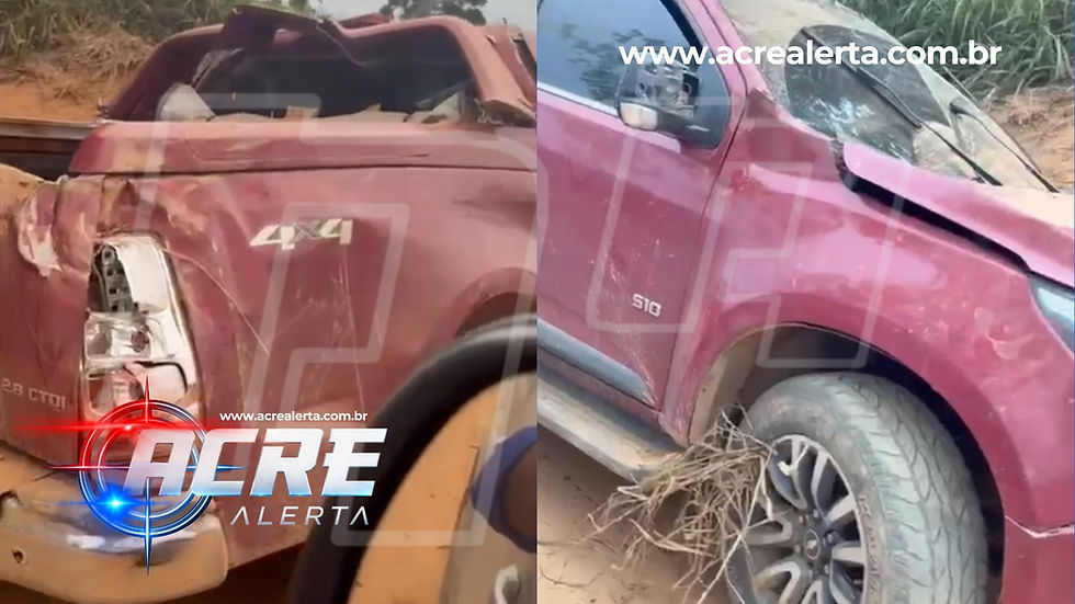 Motorista capota caminhonete ao tentar desviar de capivara em ramal de Brasiléia e sofre fratura em quatro costelas