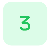Light green rounded square with a centered green number 3.