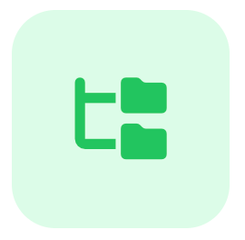 Green flowchart icon with arrows and boxes on a light green rounded square background.