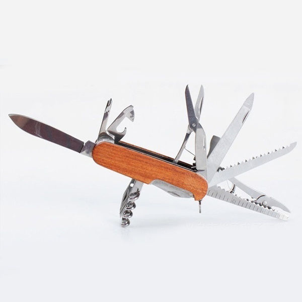 Miniatura: Coltellino svizzero FANTASTICO 17 utensili 28 tipi di funzioni, manico in legno