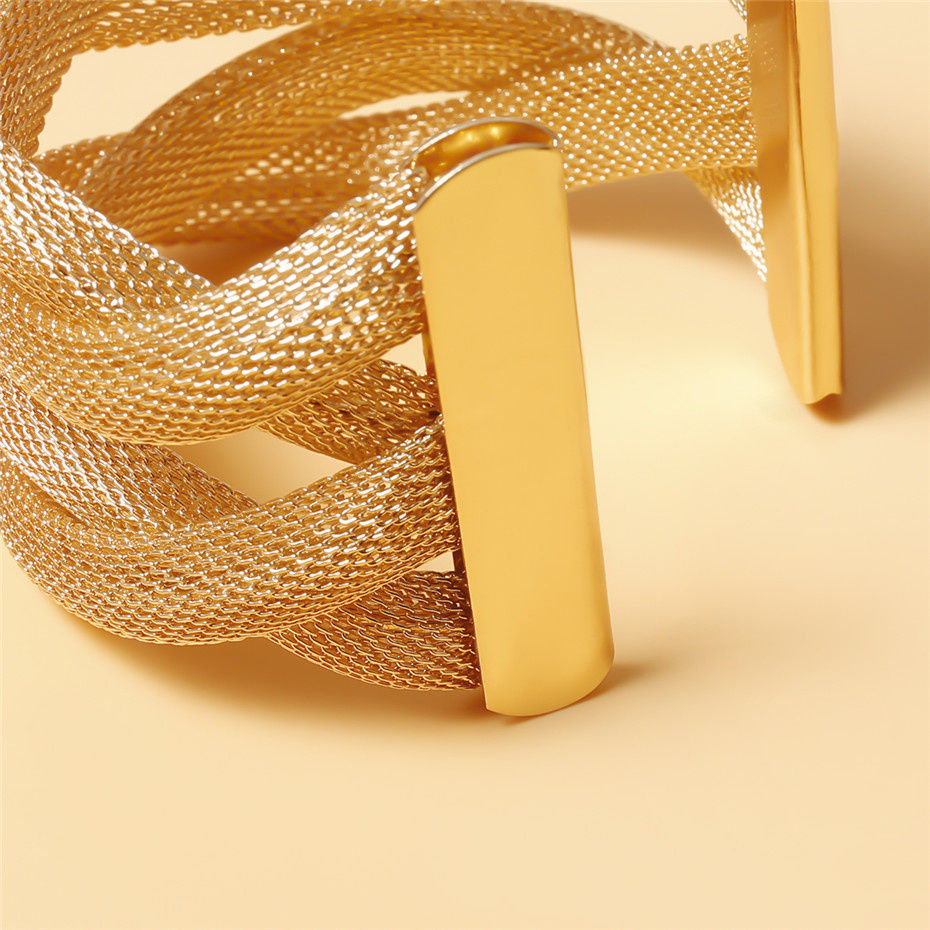 Miniatura: Bracciale color oro a calza metallica alta finitura