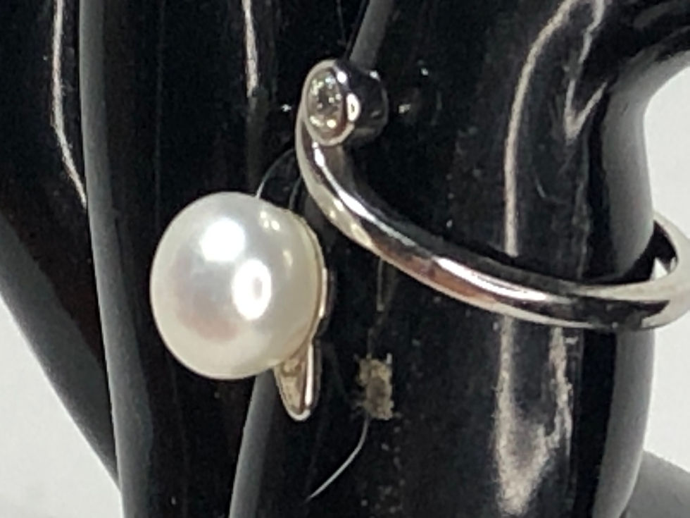 Miniatura: Anello con perla e zirconi di ottima qualità