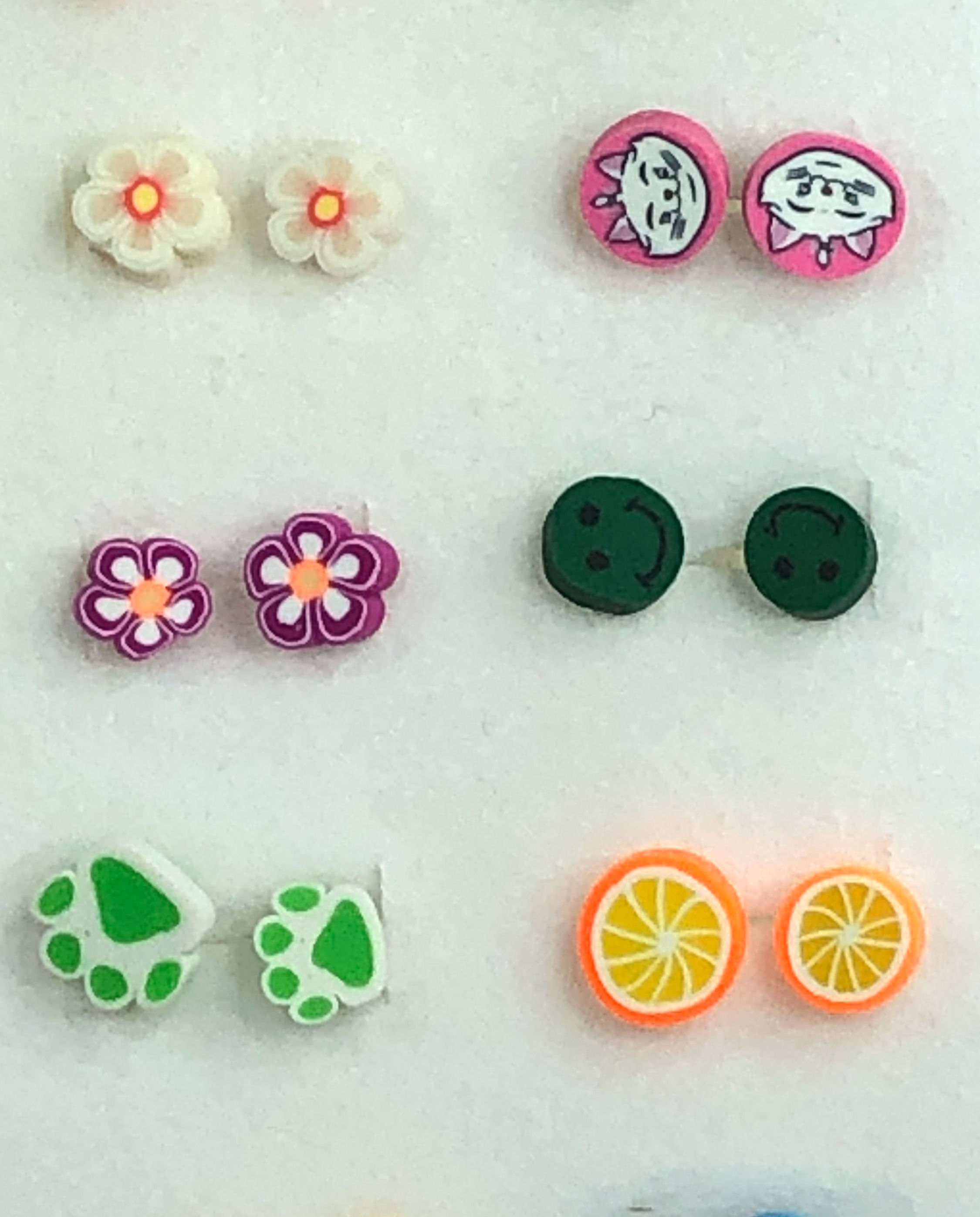 6 Coppie Orecchini per lobo, originali e simpatici da indossare