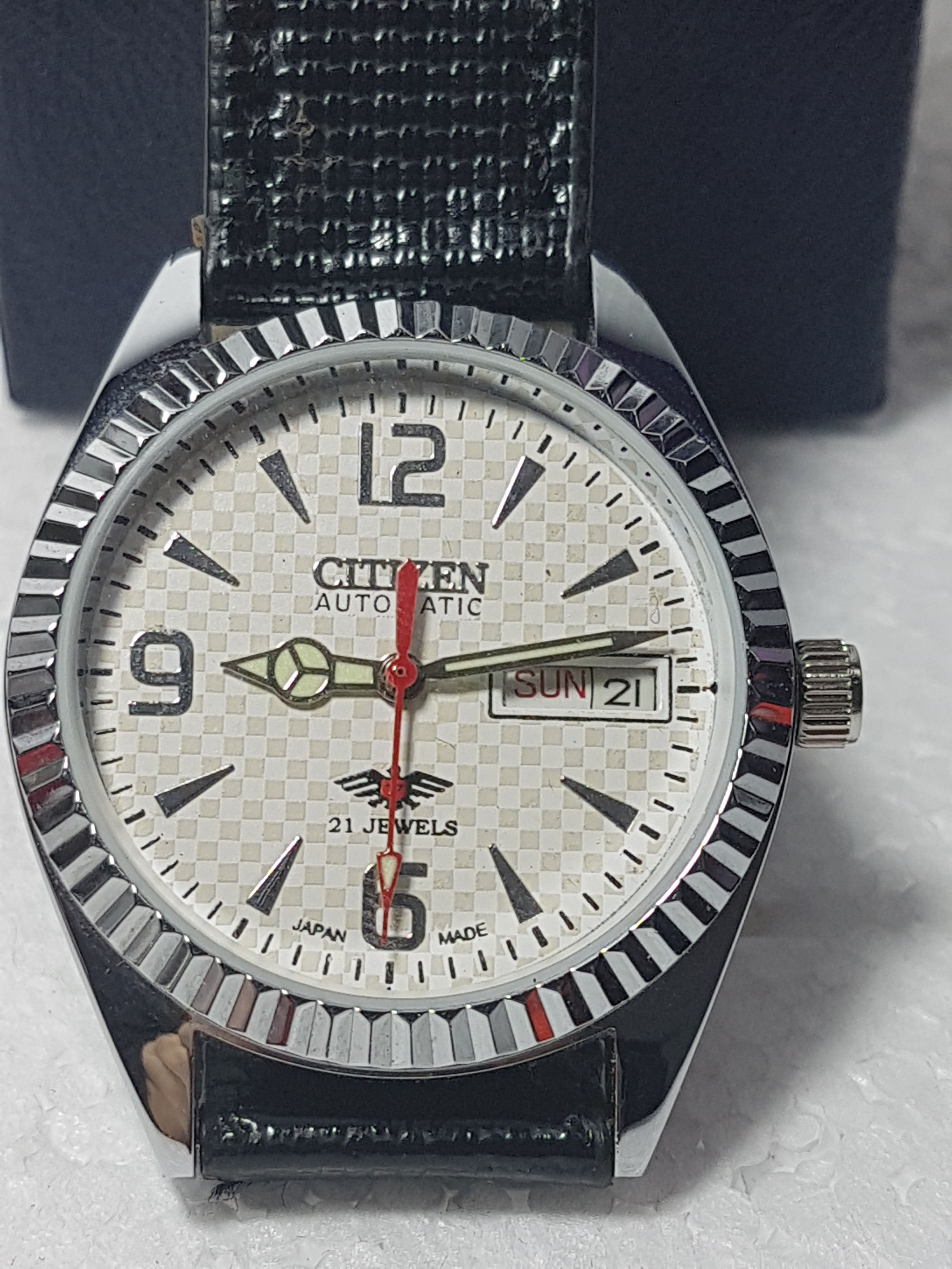 Orologio automatico CITIZEN usato in ottime con21 rubini con cinta in pelle nera