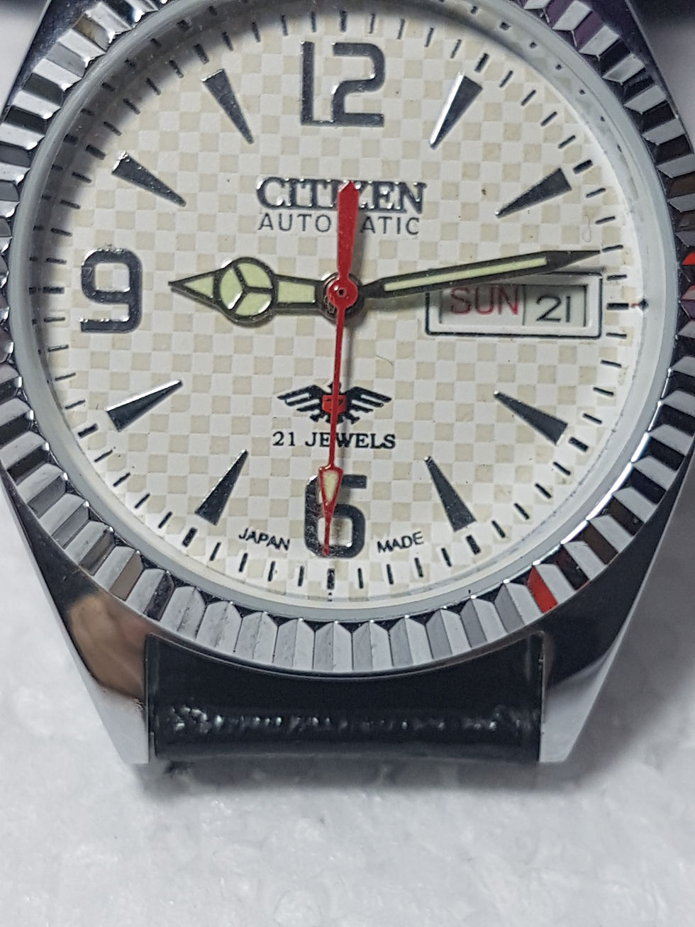 Miniatura: Orologio automatico CITIZEN usato in ottime con21 rubini con cinta in pelle nera