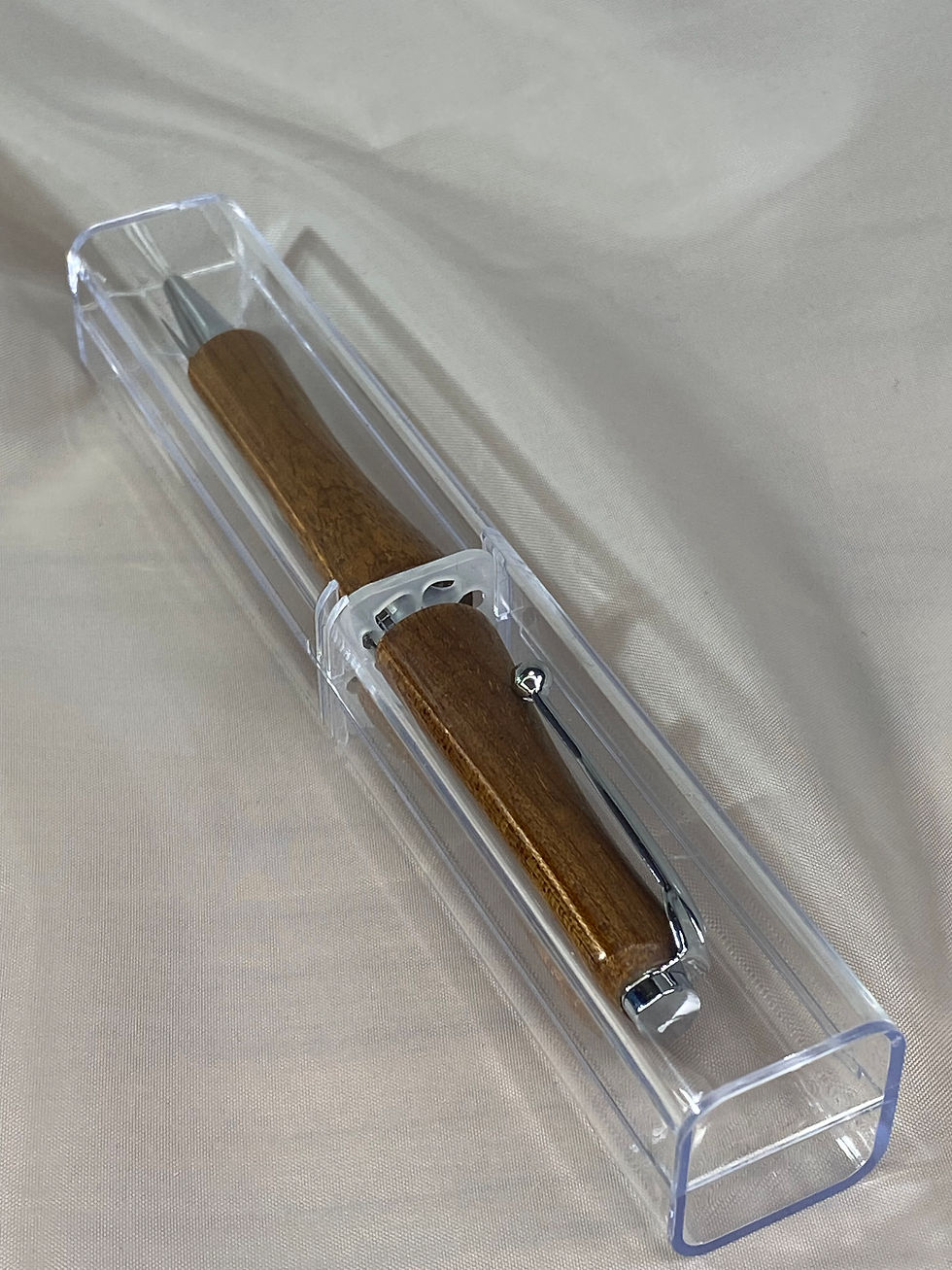 Miniatura: Penna a sfera fatta a mano con legno Iroco rosso E.A.