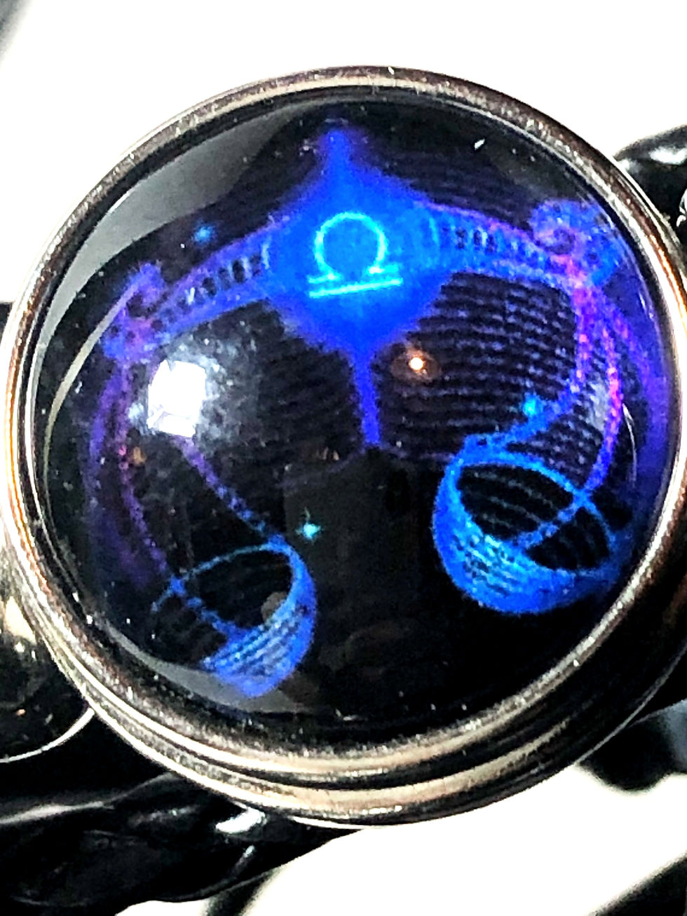 Braccialetto in pelle e pietra al quarzo con segno zodiacale BILANCIA