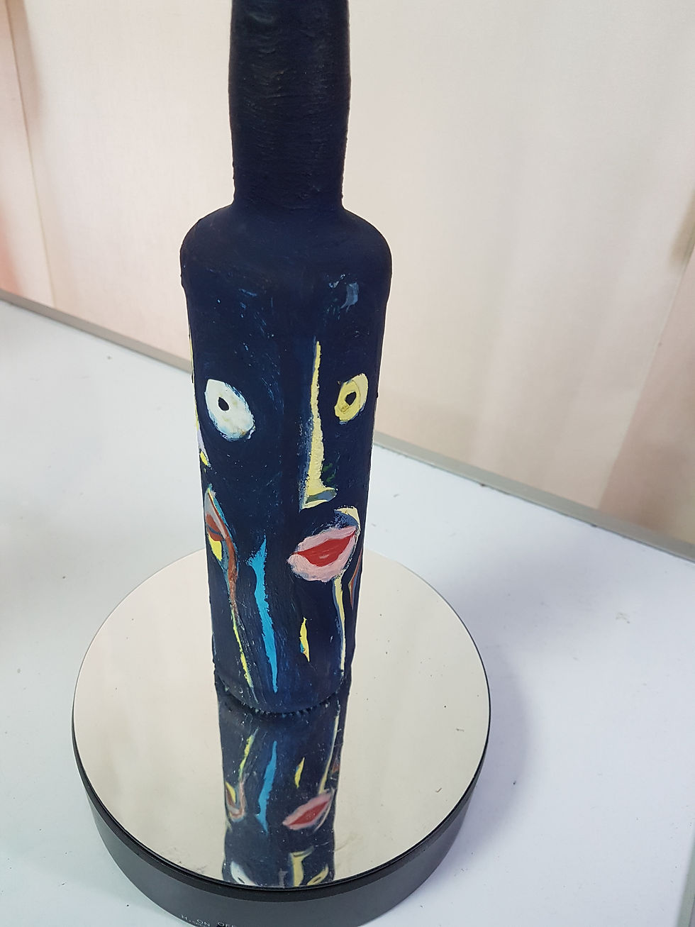 Miniatura: Bottiglia dipinta a mano "Face to Face"