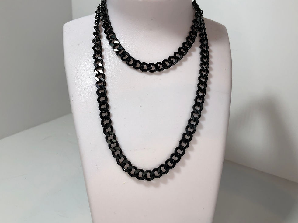 Miniatura: Collana in acciaio inox NERA con maglia piatta ottima fattura