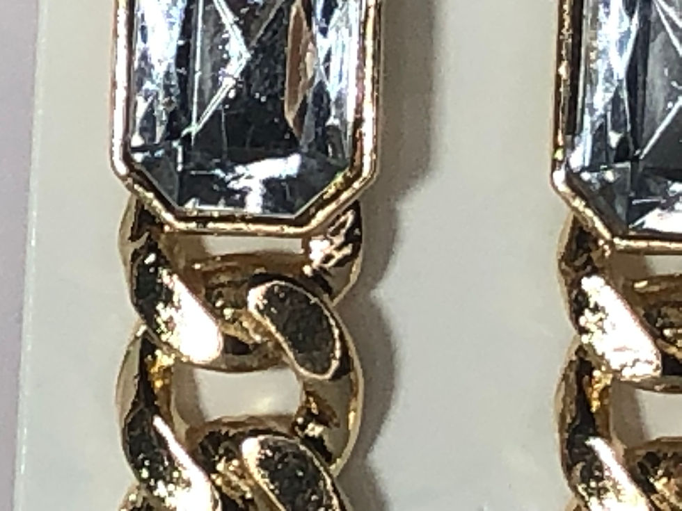 Miniatura: Orecchini alta qualità dorati, con pietra cabochon e catena maglia grande