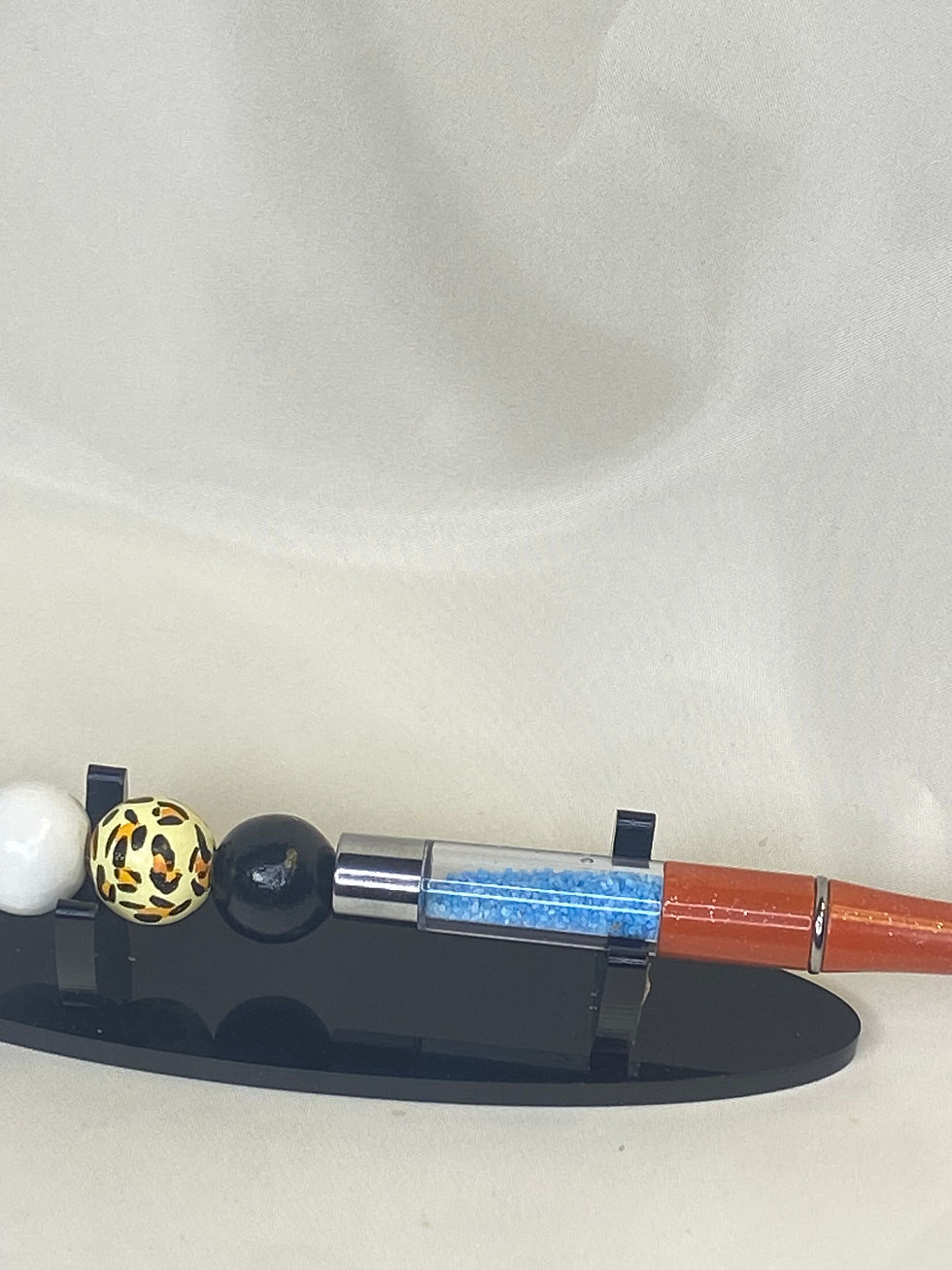 Miniatura: Penna a sfera a MANO in metallo e plastica e sabbia con inserti colorati rotanti