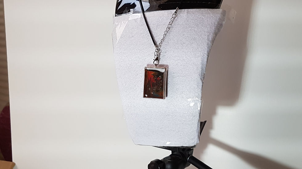 Miniatura: Collana con pendente DIPINTO A MANO BIFACCIALE, ottima fattura