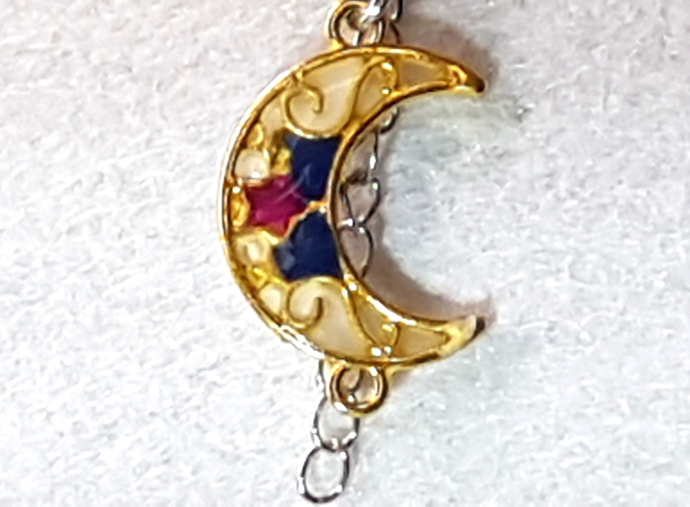 Collana con pendente DIPINTO A MANO resina e sfere di cristallo, Ottima