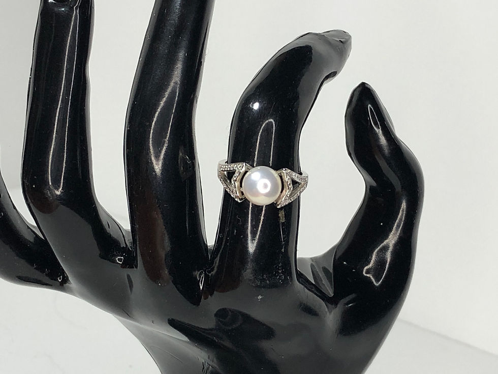 Miniatura: Anello con perla e zirconi di ottima qualità