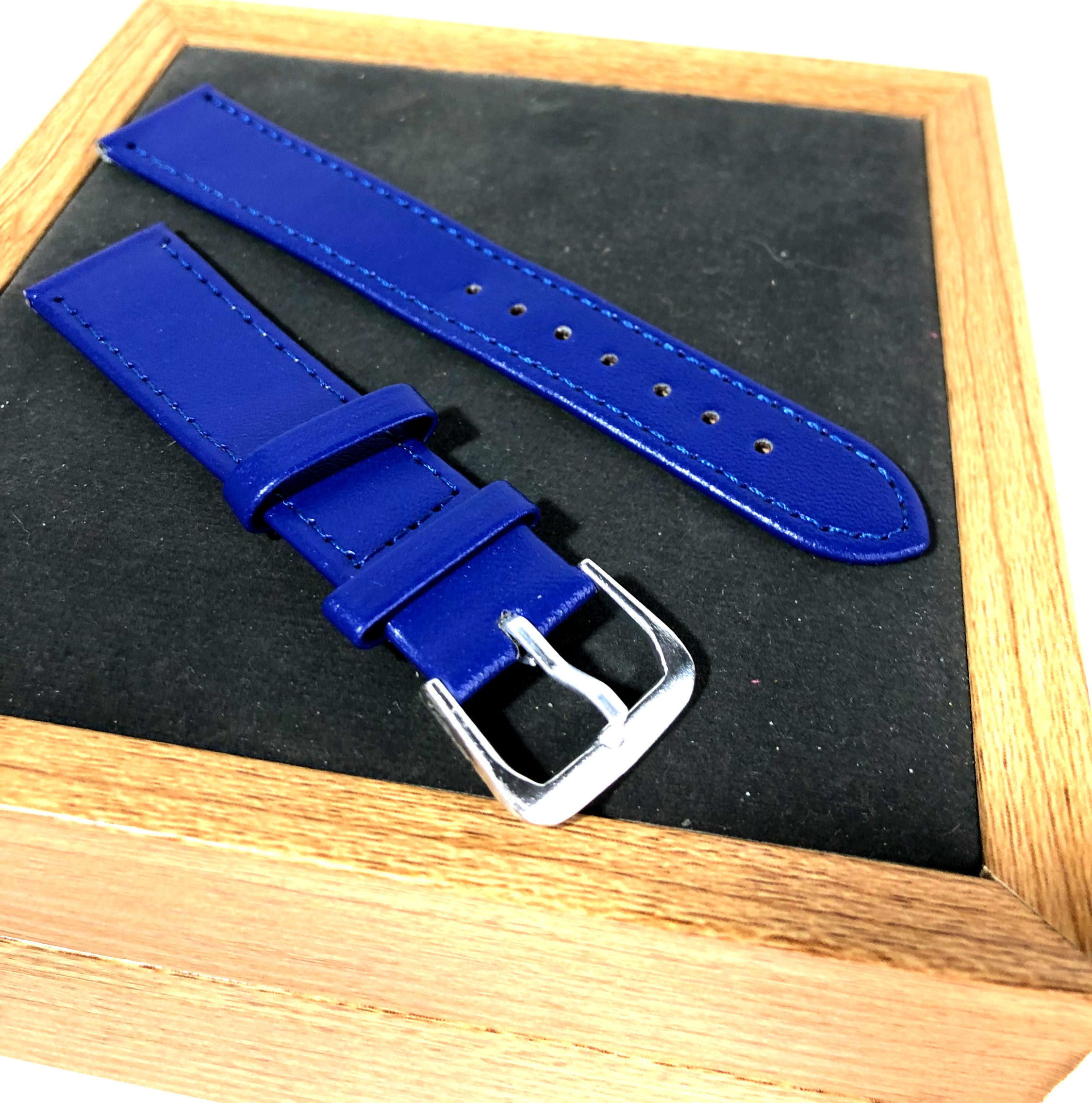 Cinturino di ricambio in vera pelle BLU