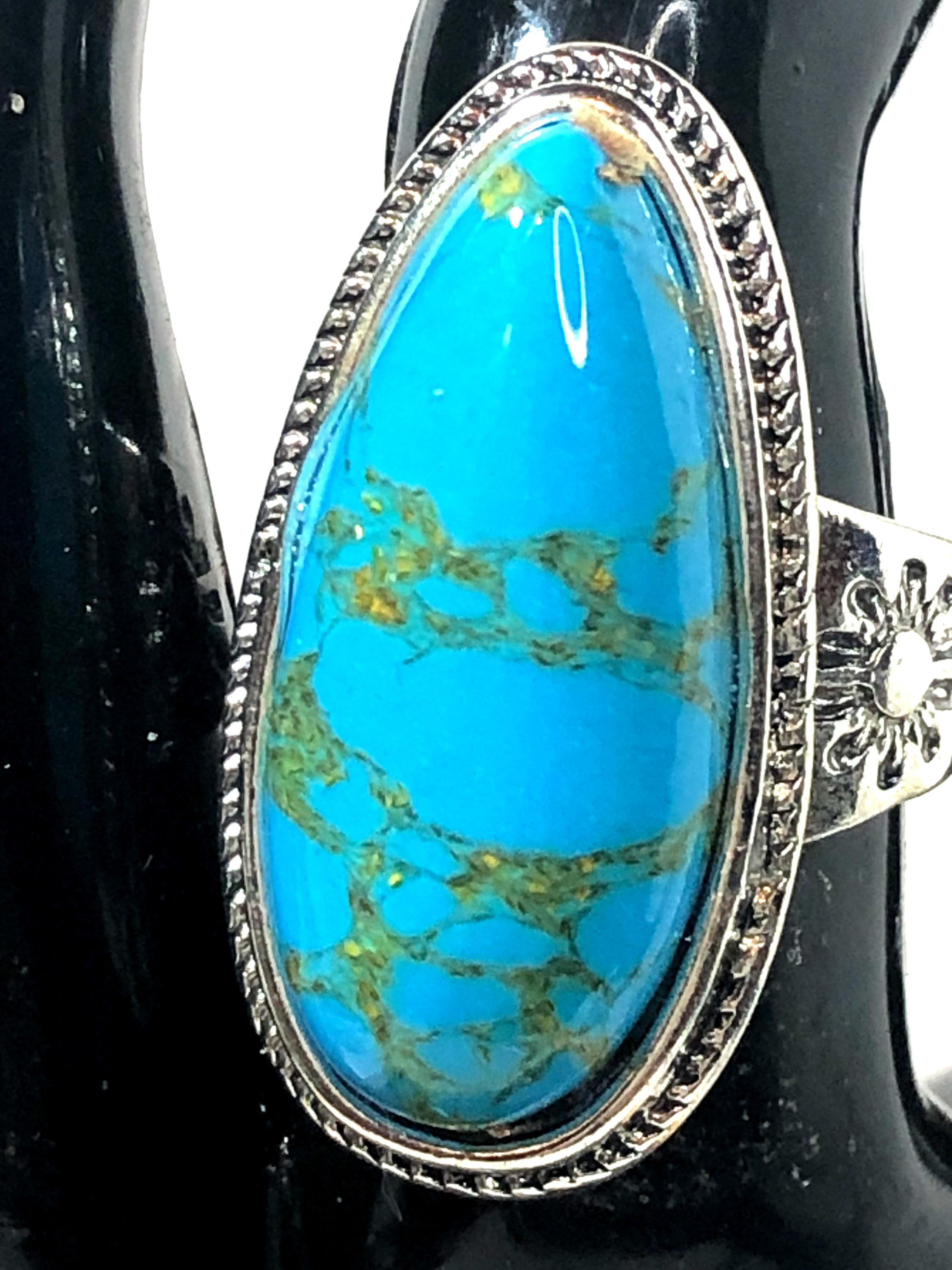 Anello con pietra Turchese di OTTIMA qualità, Disegno originale