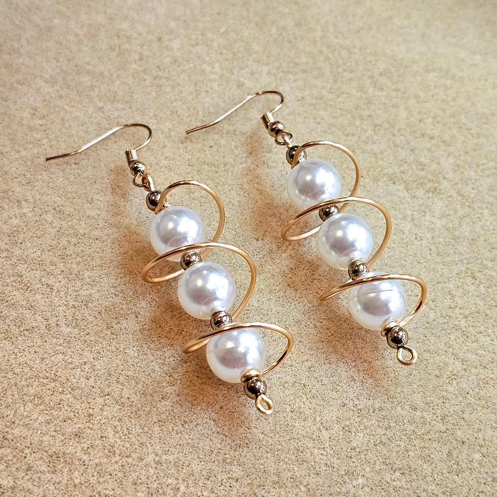 Thumbnail: "Beads & Spirals" - Faux Pearl Earrings