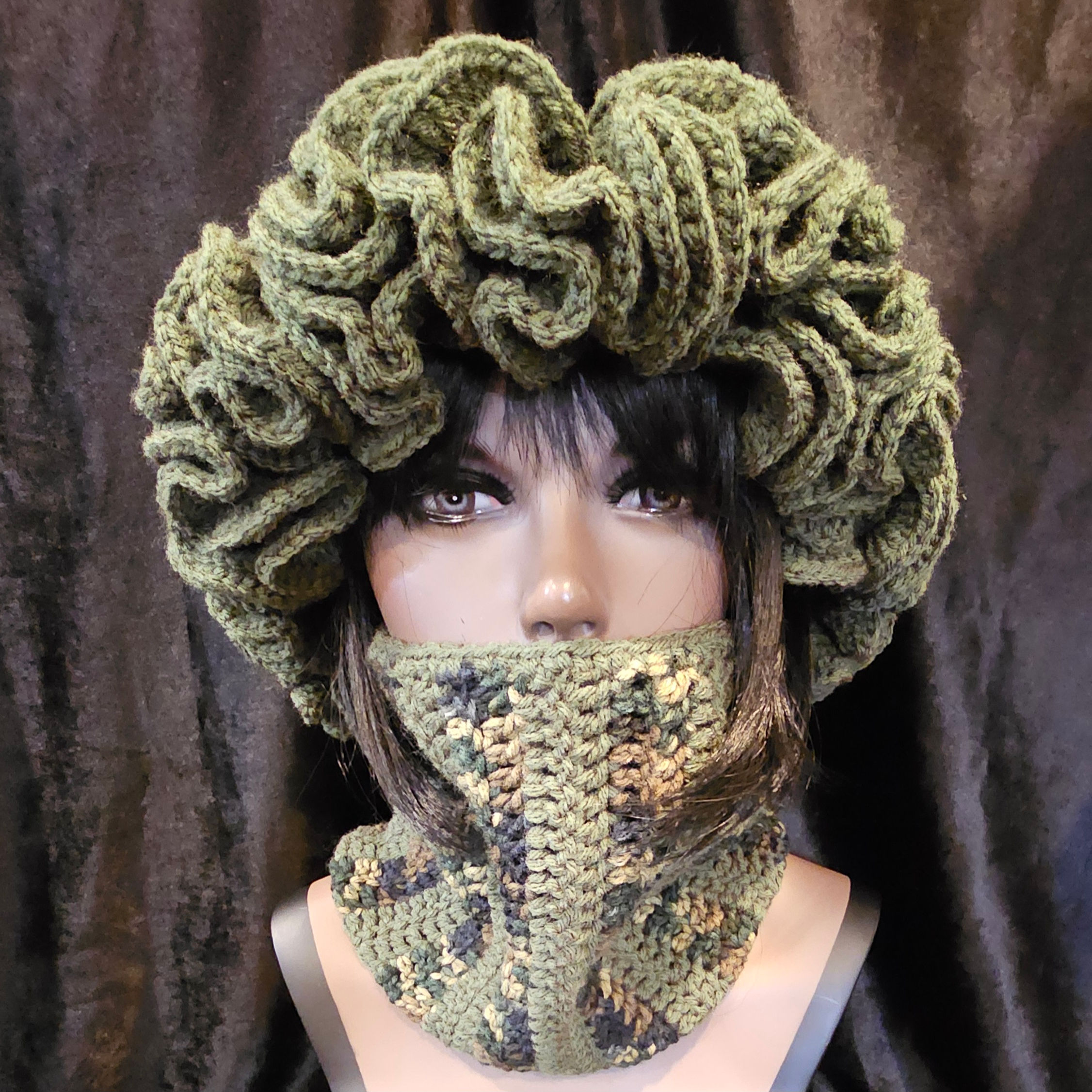 "Ruffled" Bucket Hat, Cowl & Wristers Set