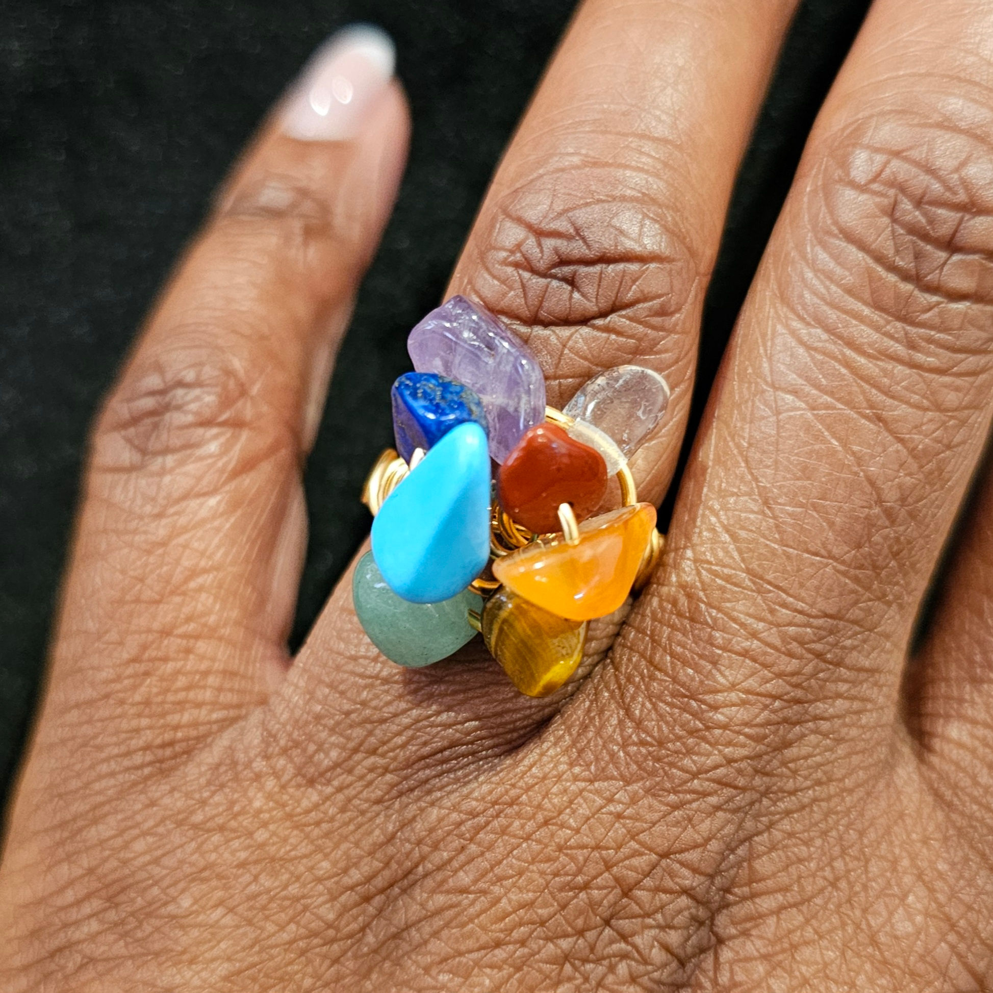 "7 Chakras" Chunky Cluster Ring
