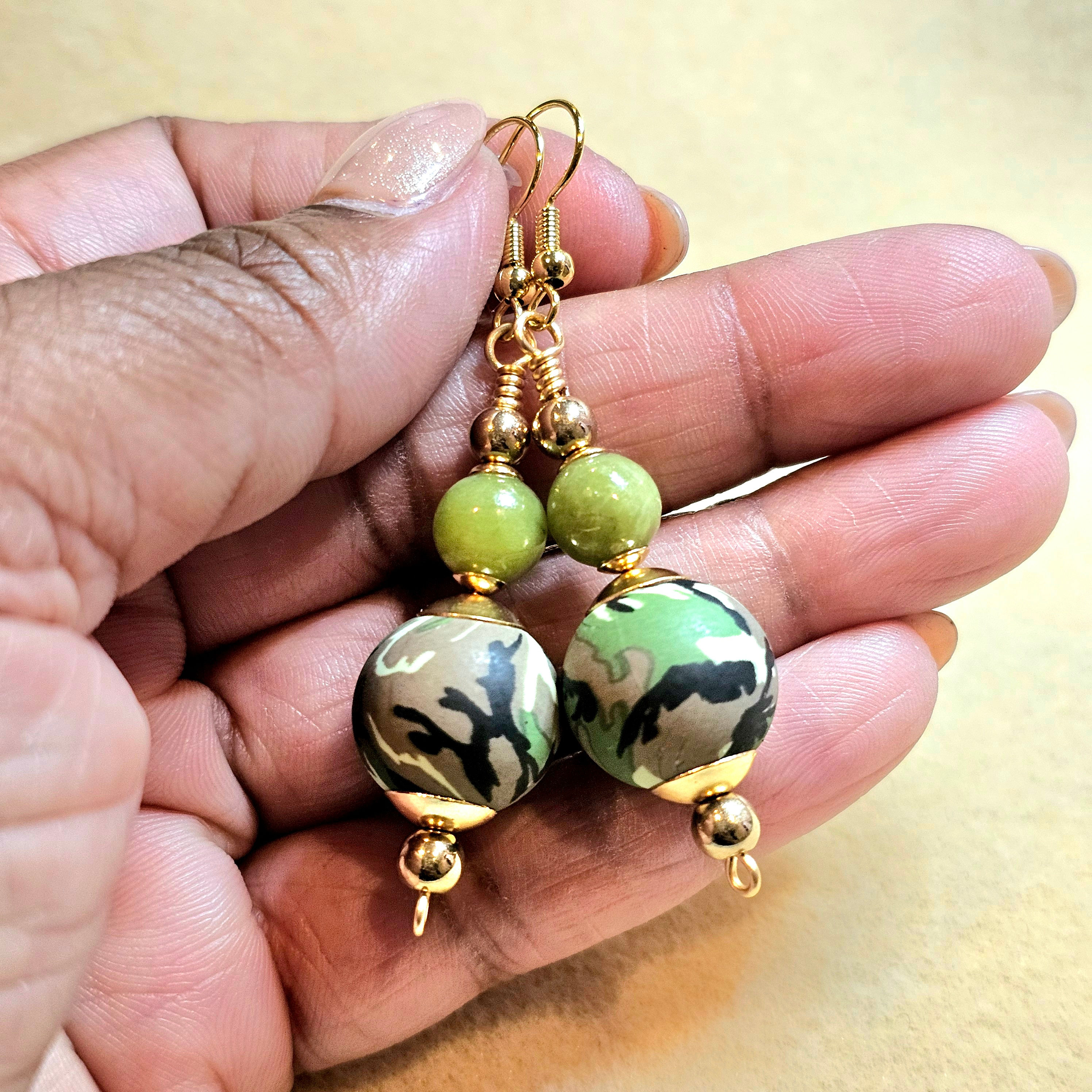 "Jade & Camo" Earrings