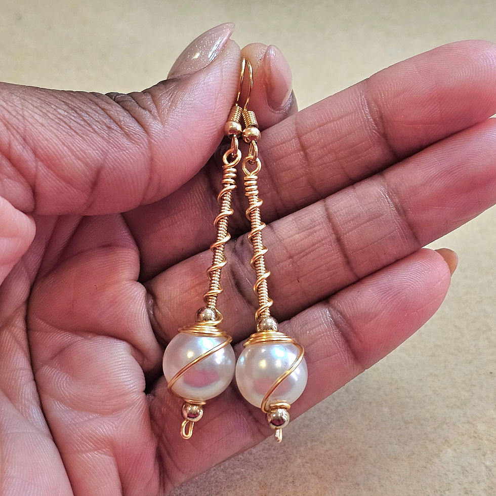 "Double-Coiled" Faux Pearl Earrings