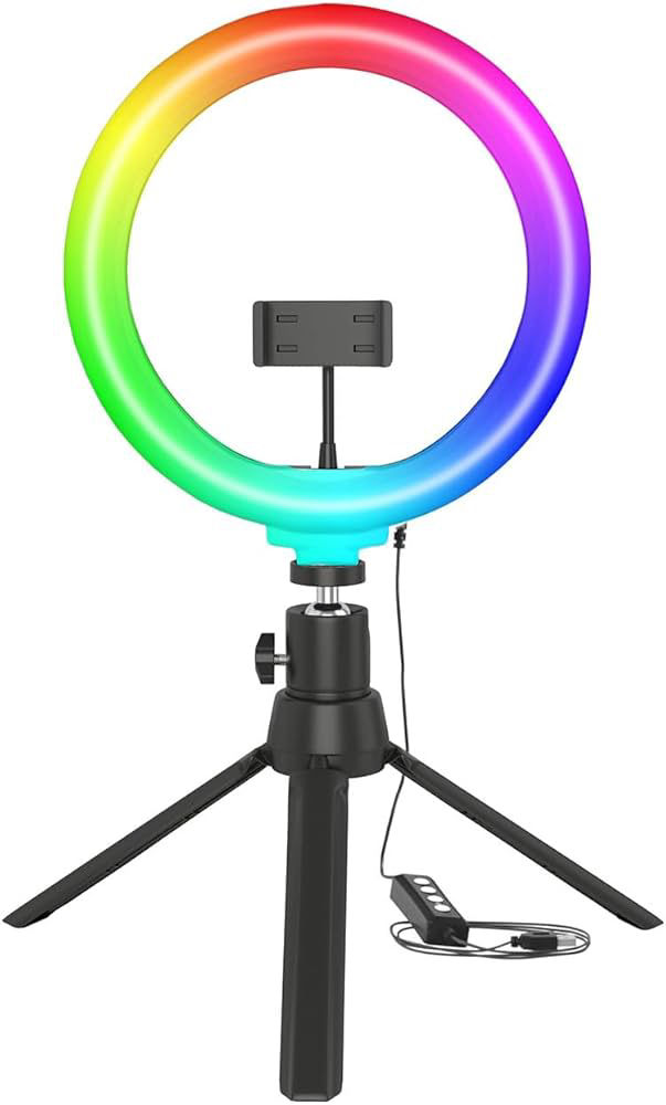 Amazon Basics 12-inch RGB Ring Light with Mini Tripod Stand | 18 RGB Colour Patt