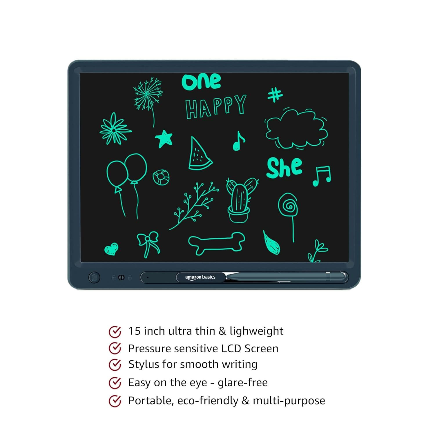 amazon basics Magic Wireless Slate 15-inch LCD Writing Tablet with Stylus Pen, f