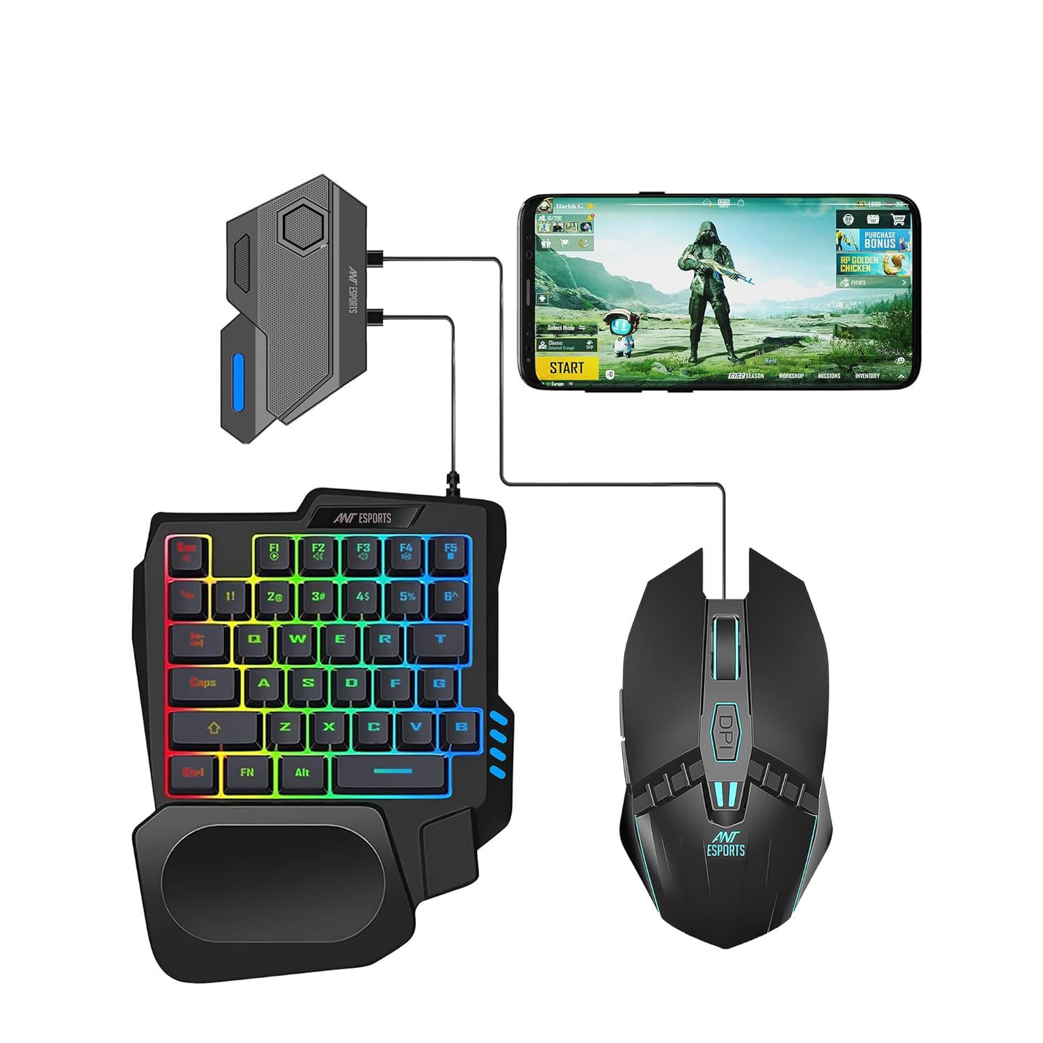 Ant Esports MG401, 4 in 1 Mobile Game Combo Pack with RGB Backlit 35 Keys Mini G