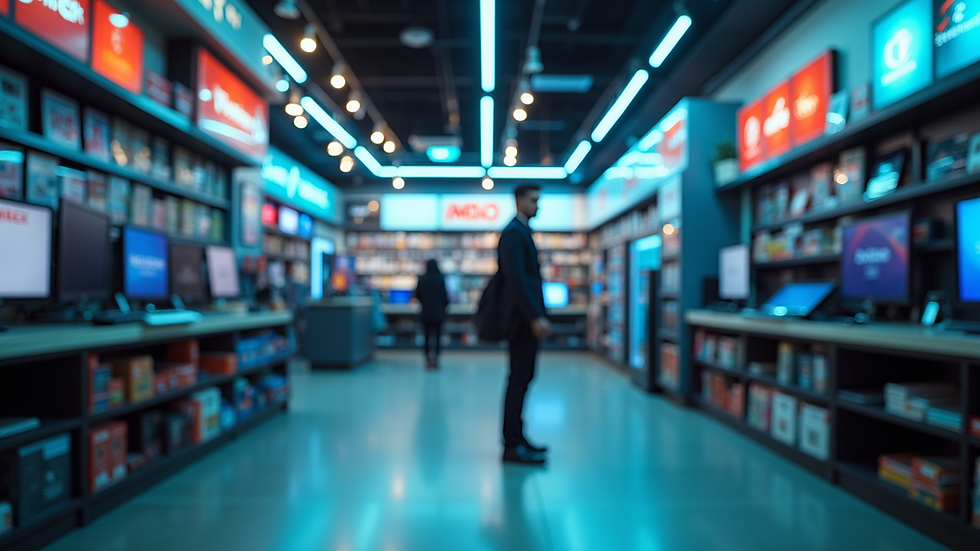 Eye-level view of a vibrant electronics display at Discount Shop Jaipur