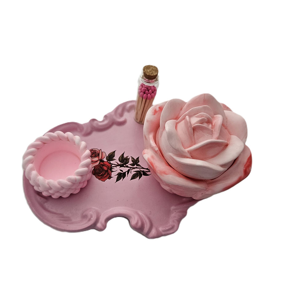 Thumbnail: Floral Rose Candle Tray Set