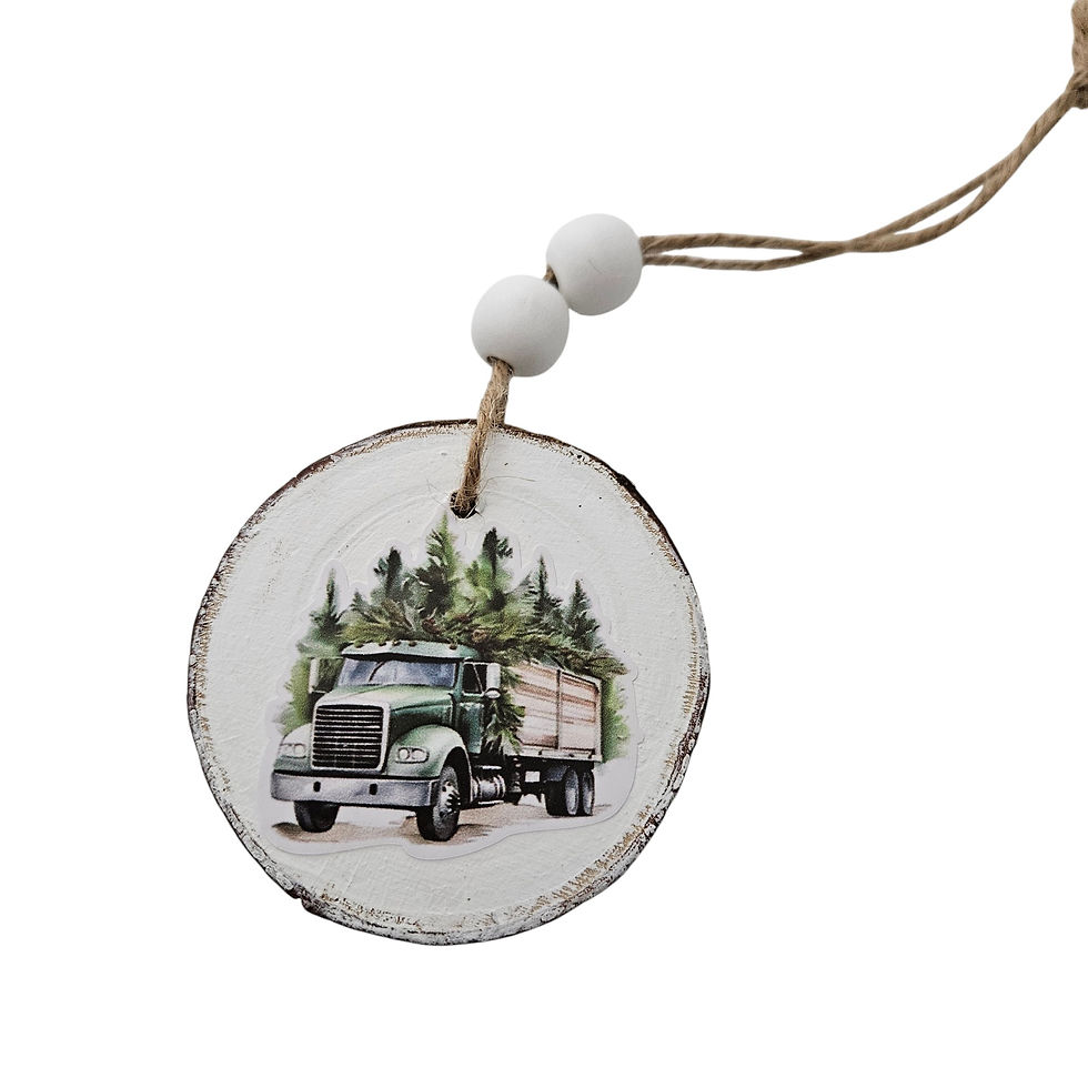 Thumbnail: Handmade Wood Vintage Truck Christmas Ornaments Lot of 12