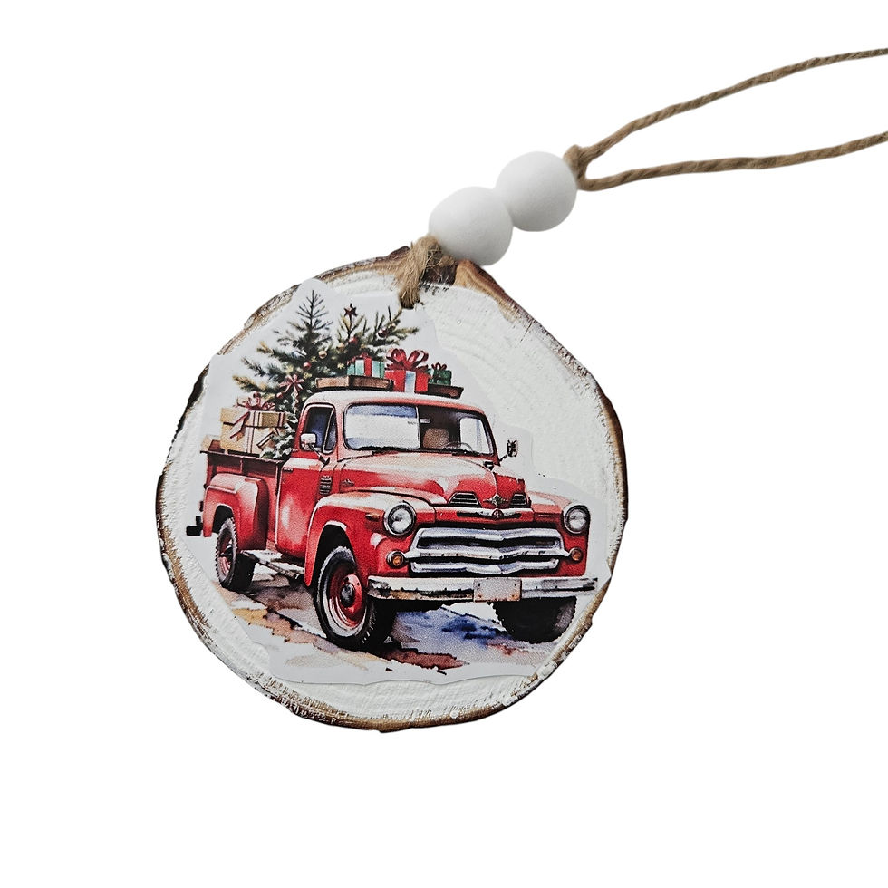 Thumbnail: Handmade Wood Vintage Truck Christmas Ornaments Lot of 12