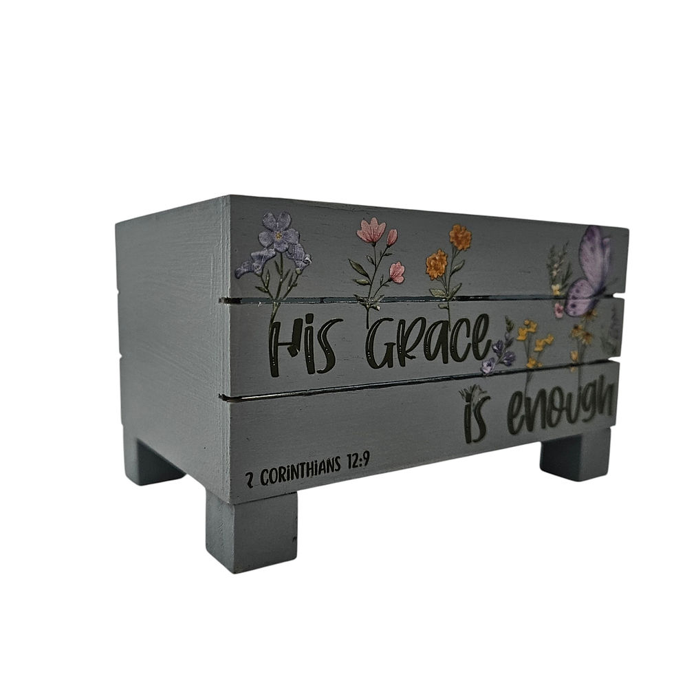 Thumbnail: Blue His Grace Is Enough Wooden Storage Crate, Decorative Box