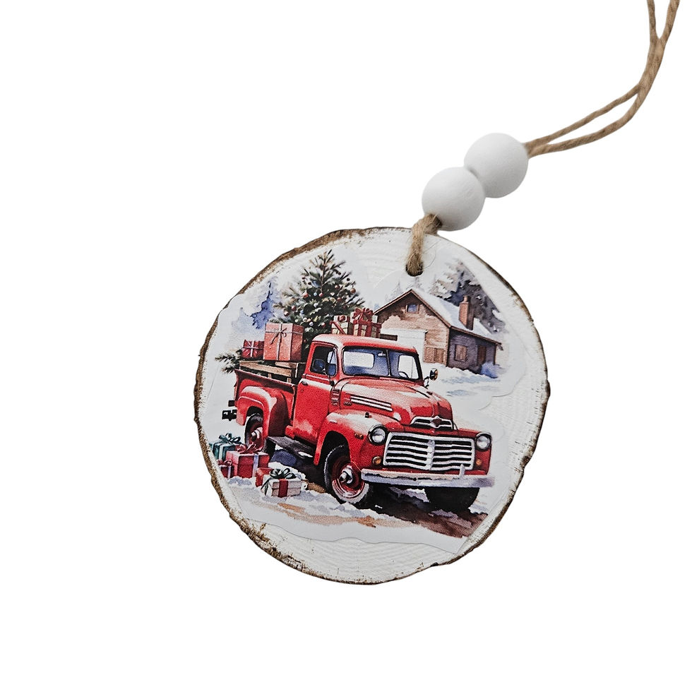 Thumbnail: Handmade Wood Vintage Truck Christmas Ornaments Lot of 12