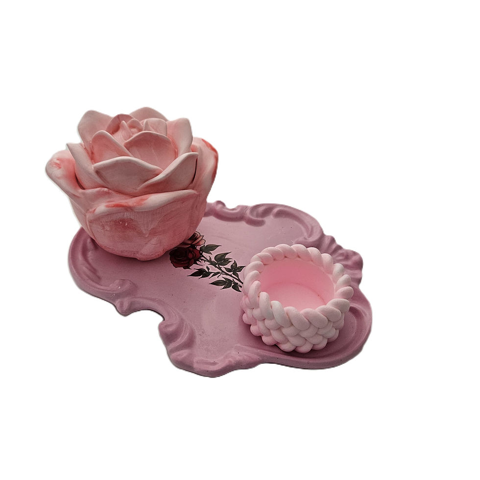 Thumbnail: Floral Rose Candle Tray Set